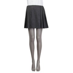 ALEXANDER MCQUEEN grey wool 2014 PINSTRIPE PLEATED MINI Skirt 38 XS