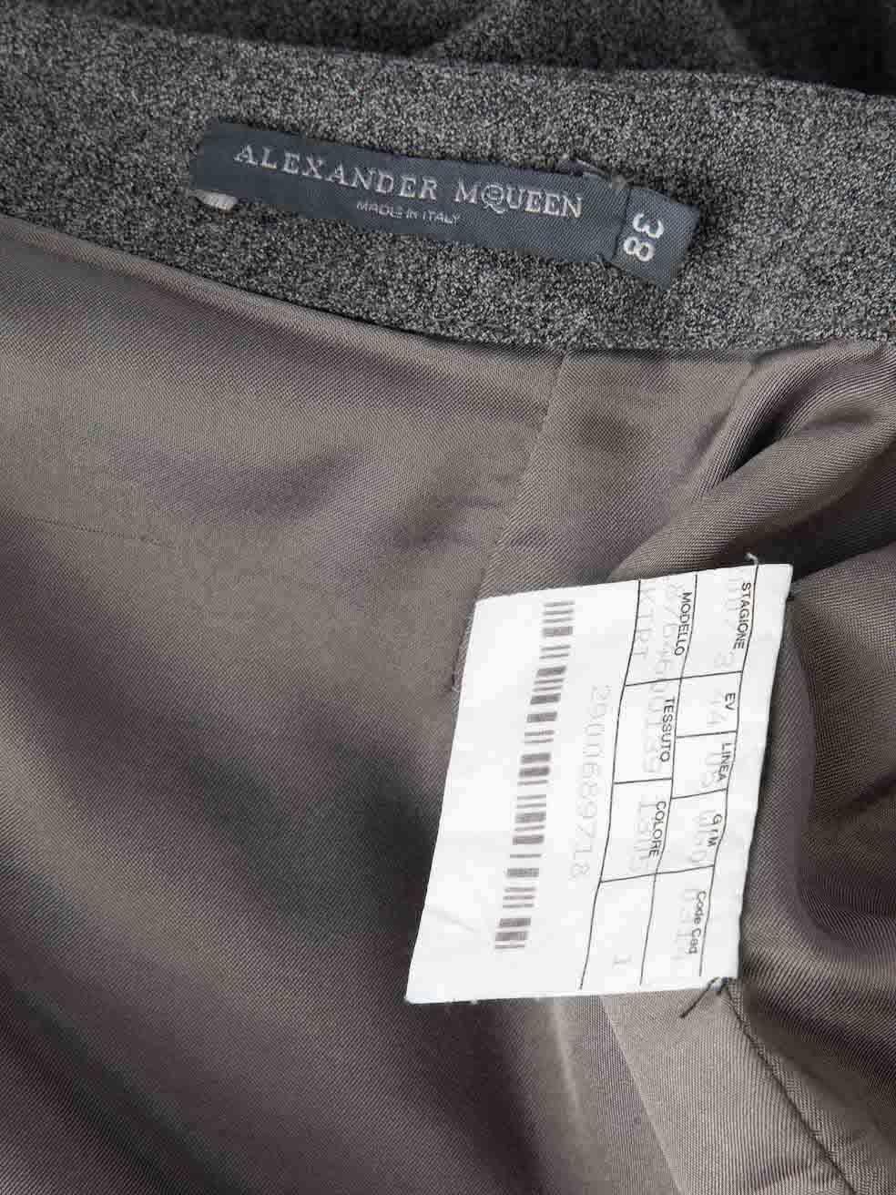 Alexander McQueen Grey Wool Buckle Knee Skirt Size XS For Sale 1