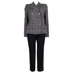 ALEXANDER MCQUEEN grey wool CHECK DOUBLE BREASTED Blazer Jacket 44 L