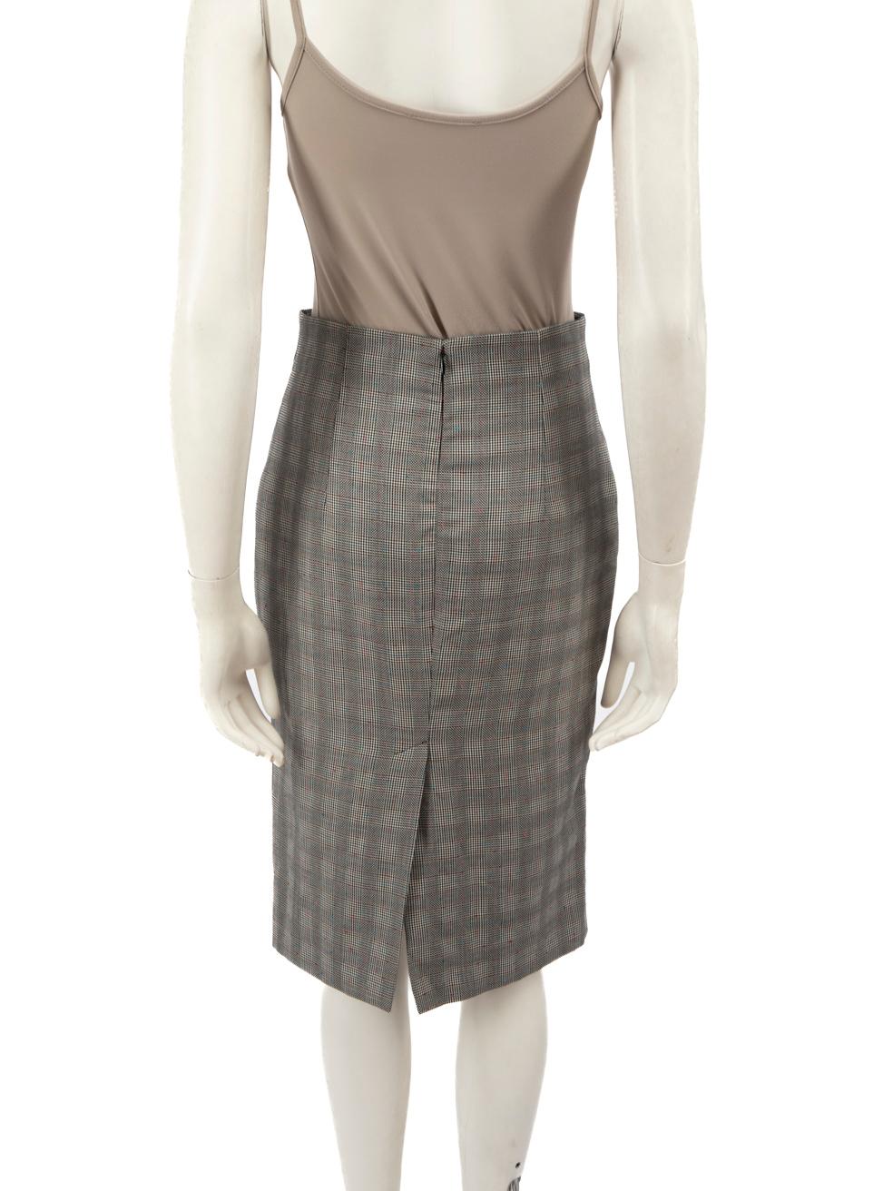 Gray Alexander McQueen Grey Wool Midi Pencil Skirt Size S For Sale