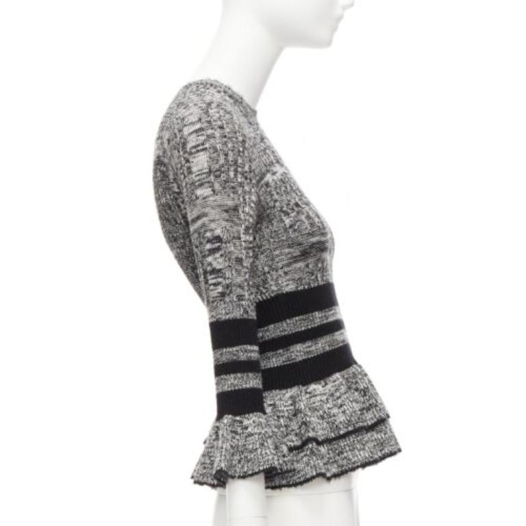 ALEXANDER MCQUEEN Pullover-Pullover aus grauer Wolle und Seide in Grau mit peplum-Muster, S Damen im Angebot