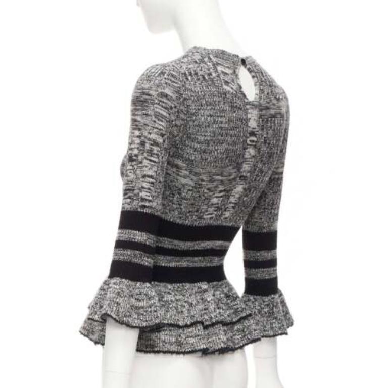 ALEXANDER MCQUEEN Pullover-Pullover aus grauer Wolle und Seide in Grau mit peplum-Muster, S im Angebot 2