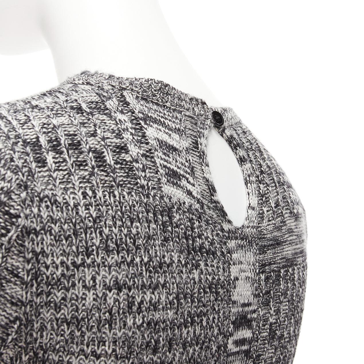 ALEXANDER MCQUEEN grey wool silk grey melange peplum pullover sweater S For Sale 3