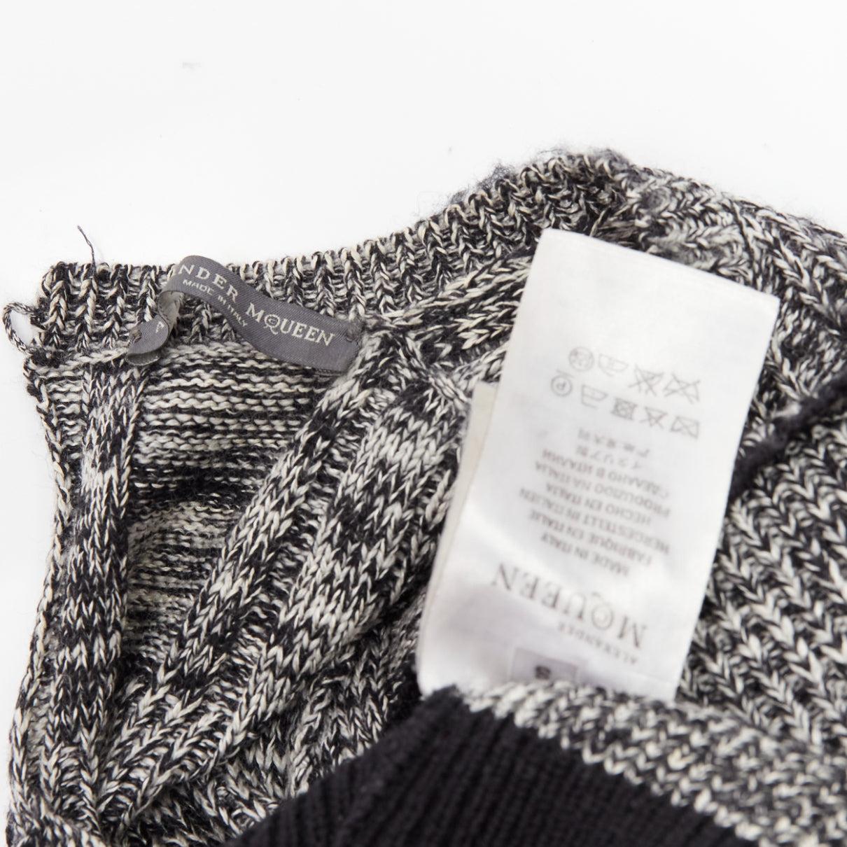 ALEXANDER MCQUEEN grey wool silk grey melange peplum pullover sweater S For Sale 4