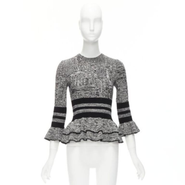 ALEXANDER MCQUEEN Pullover-Pullover aus grauer Wolle und Seide in Grau mit peplum-Muster, S im Angebot 5