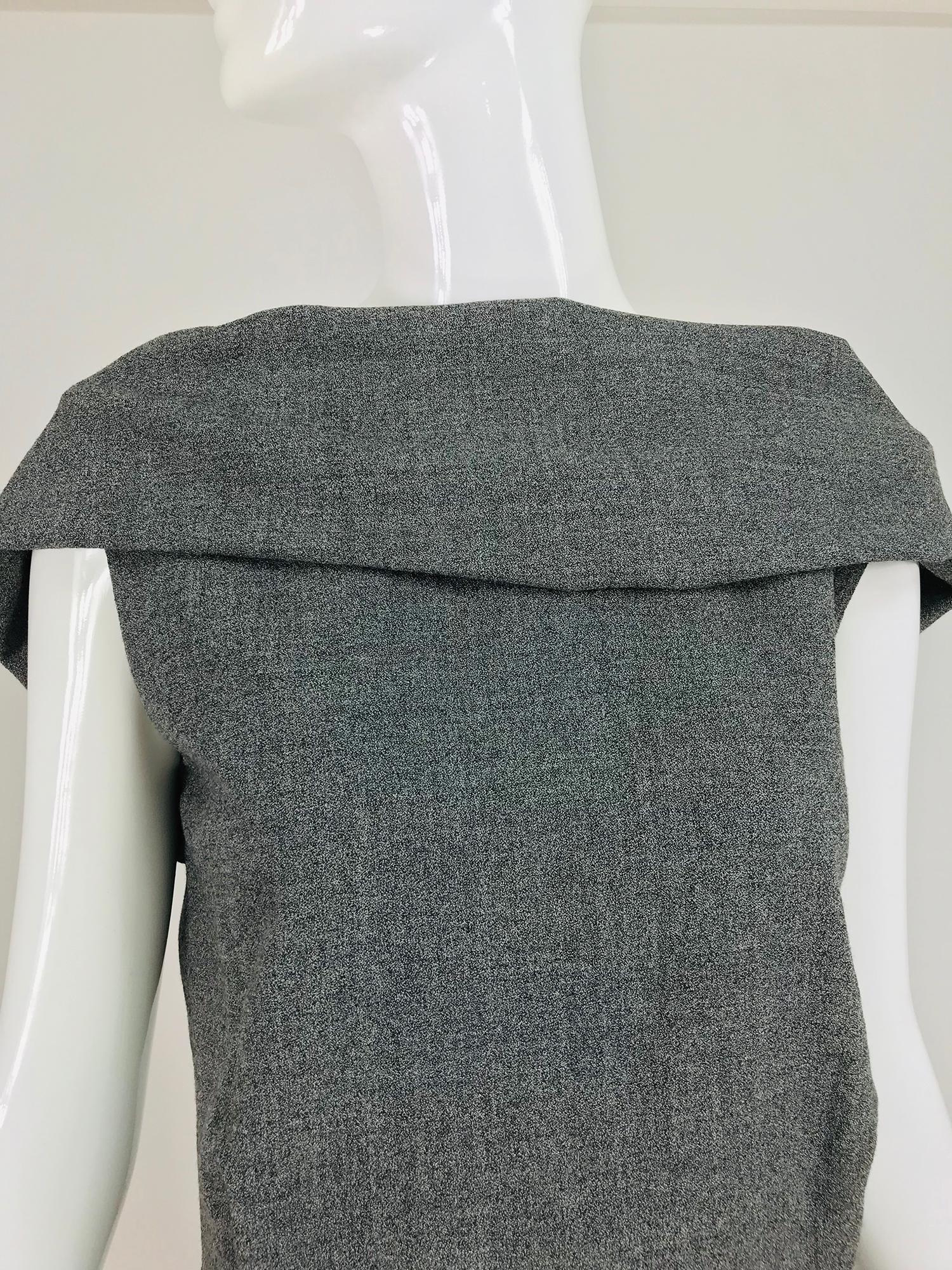Alexander McQueen Grey Wool V Back Fitted Sheath Dress 6