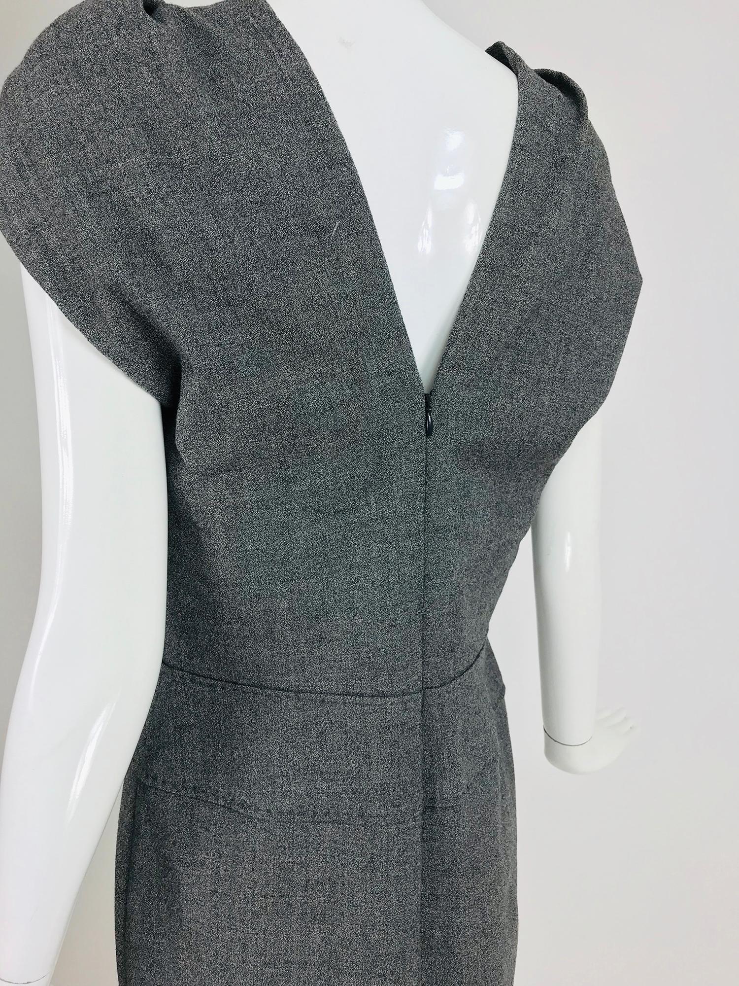 Alexander McQueen Grey Wool V Back Fitted Sheath Dress 7