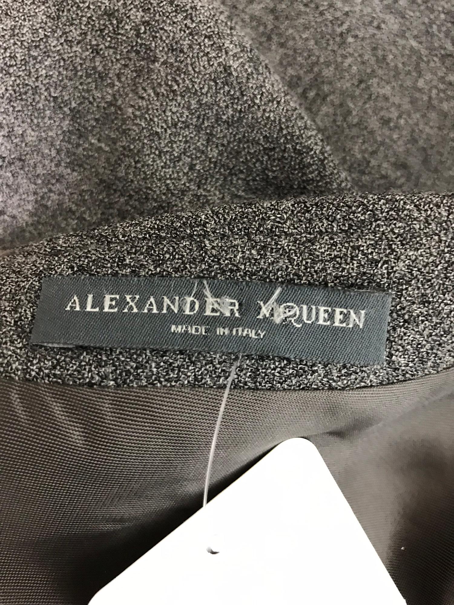 Alexander McQueen Grey Wool V Back Fitted Sheath Dress 8