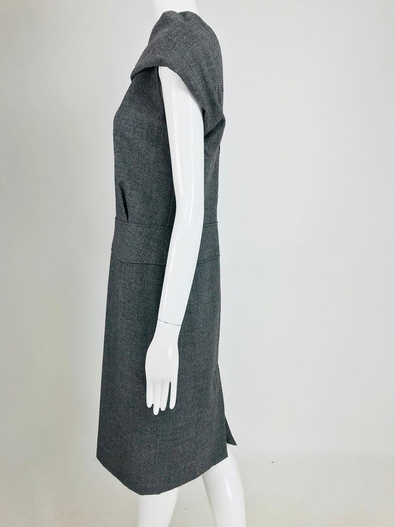 Alexander McQueen Grey Wool V Back Fitted Sheath Dress For Sale at 1stDibs