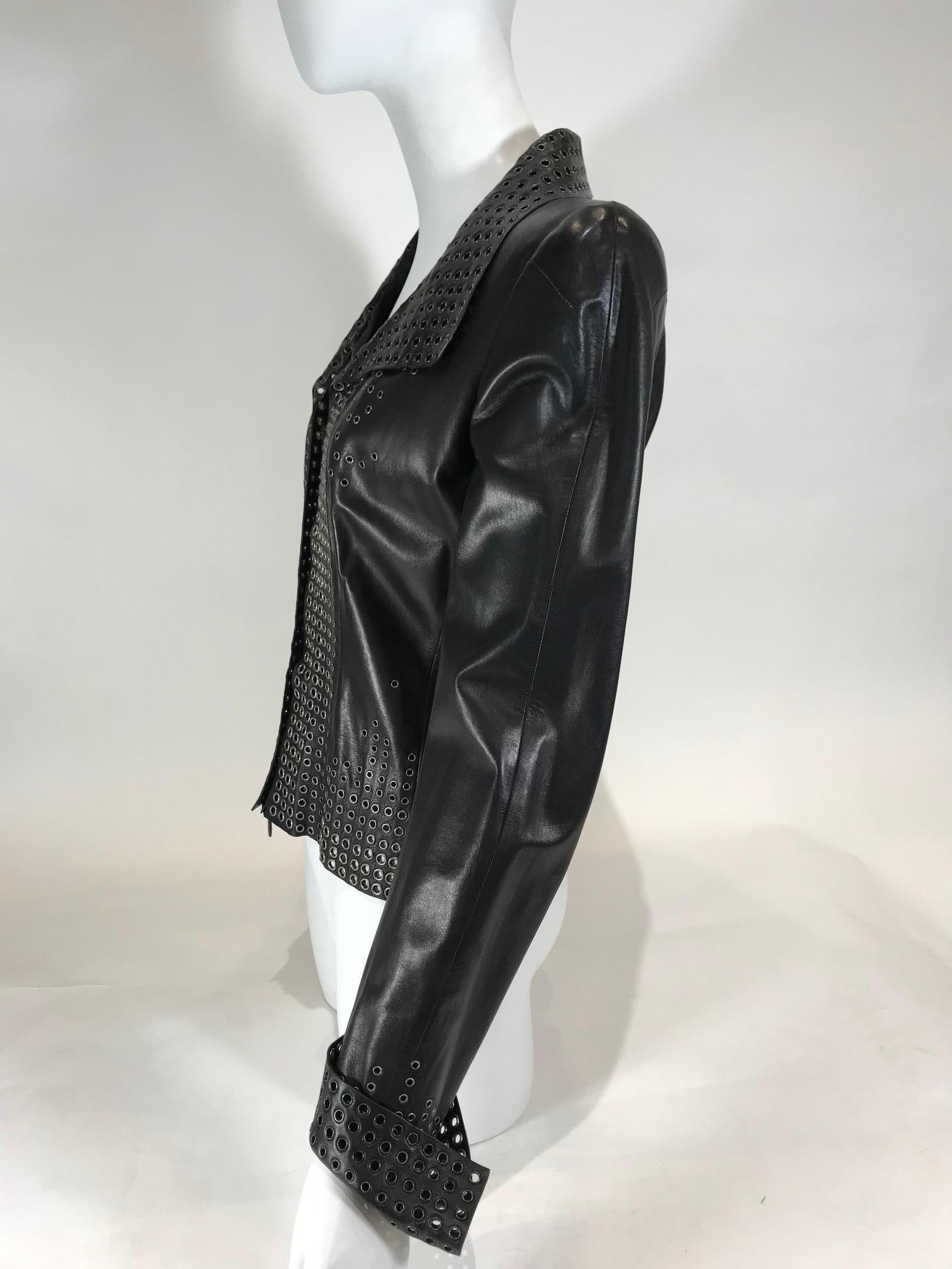 Alexander McQueen Grommets Leather Jacket In Good Condition For Sale In Roslyn, NY