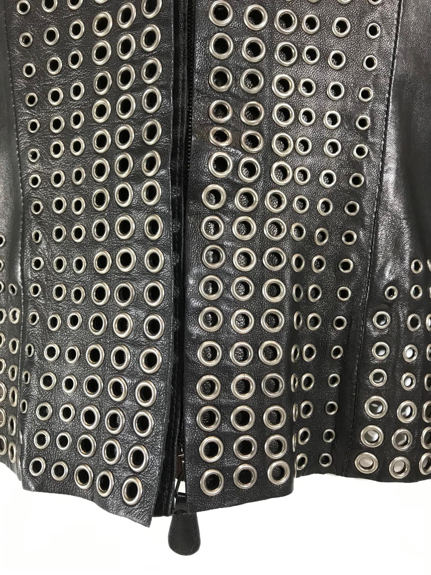 Alexander McQueen Grommets Leather Jacket For Sale 1