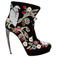 Alexander McQueen hand-painted and embroidered ankle boots 