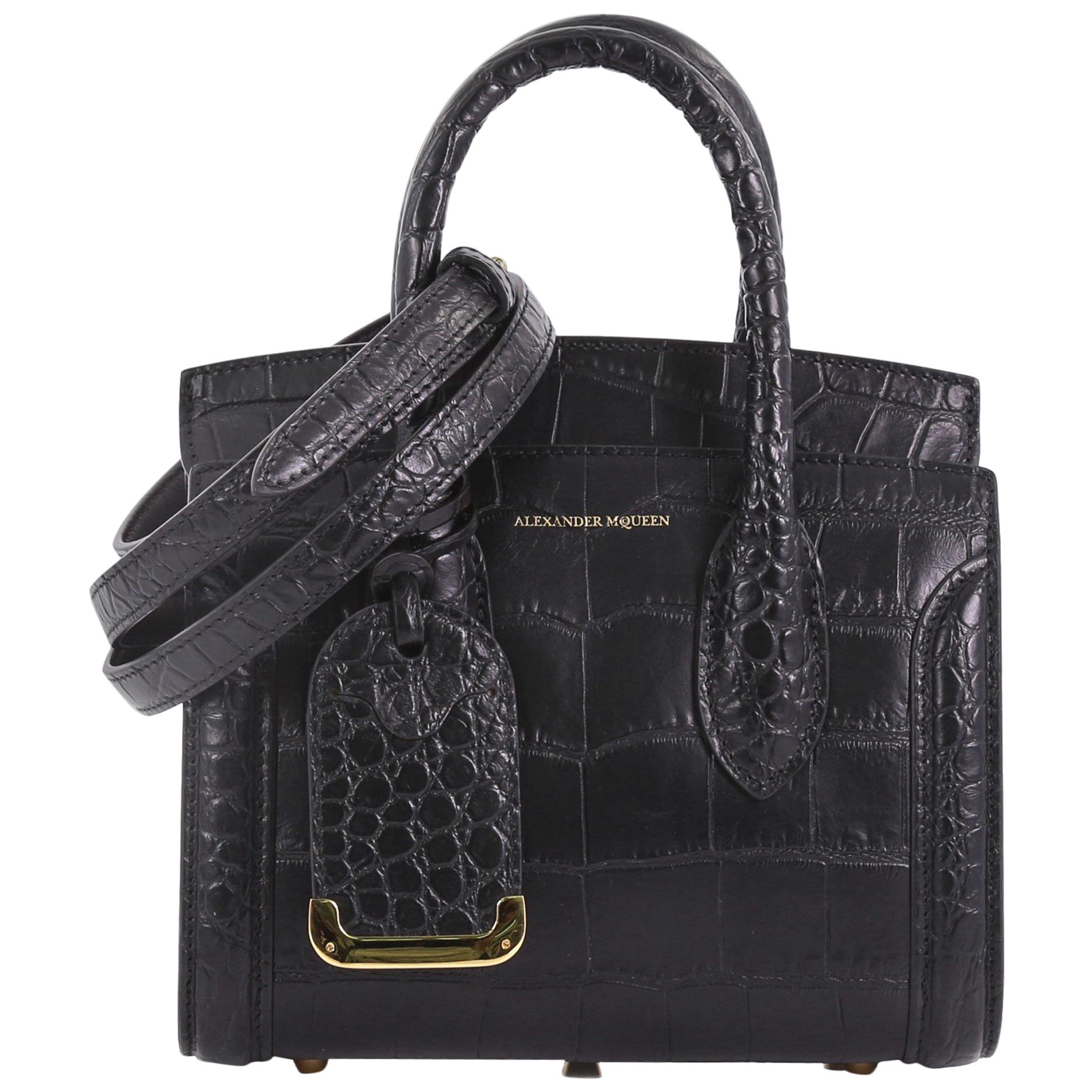 Alexander McQueen Heroine Tote Crocodile Embossed Leather Mini