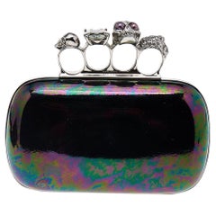 Alexander McQueen Holographic Patent Leather Skull Knuckle Box Clutch