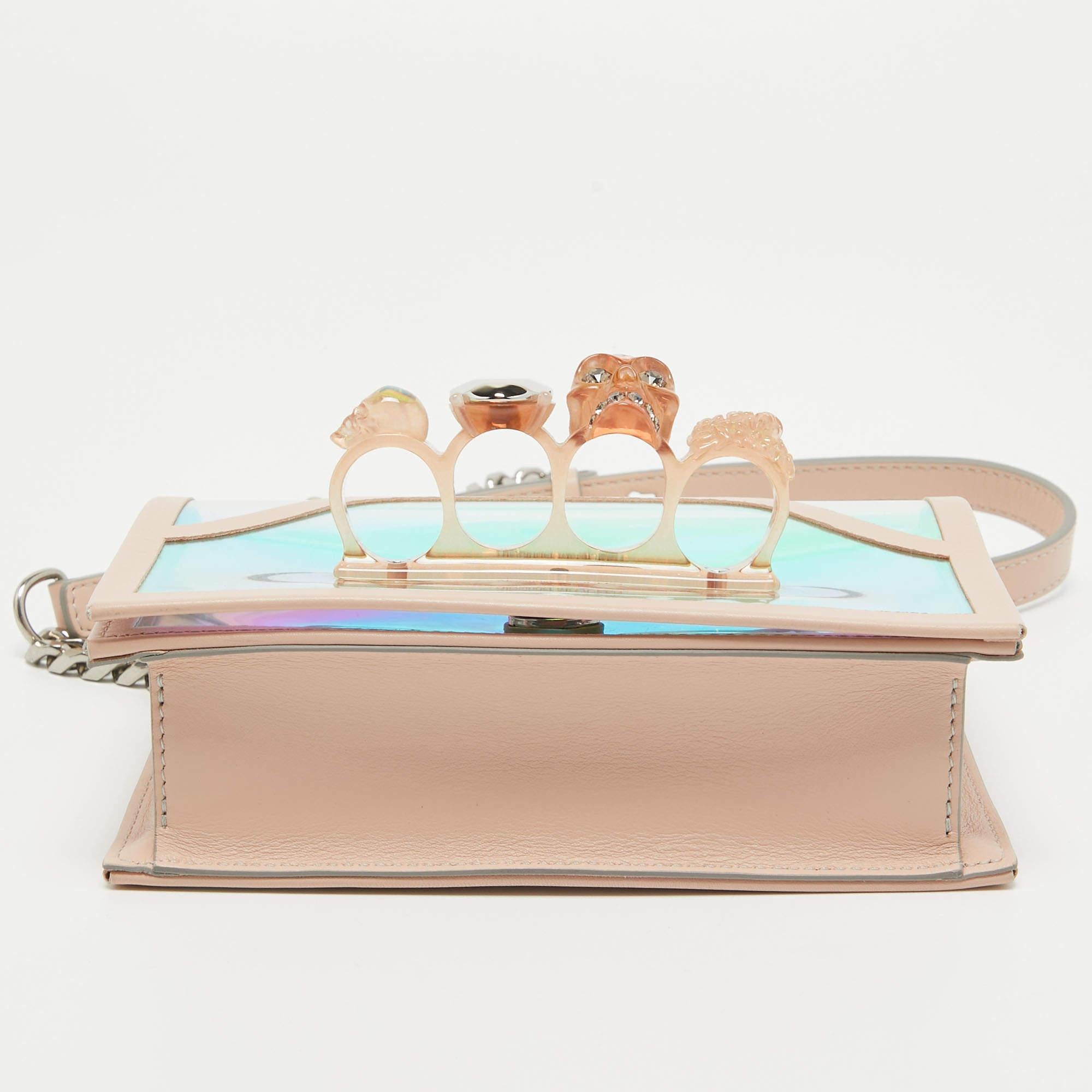 Alexander McQueen Holographic/Pink Pvc and Leather Knuckle Duster Shoulder Bag 6
