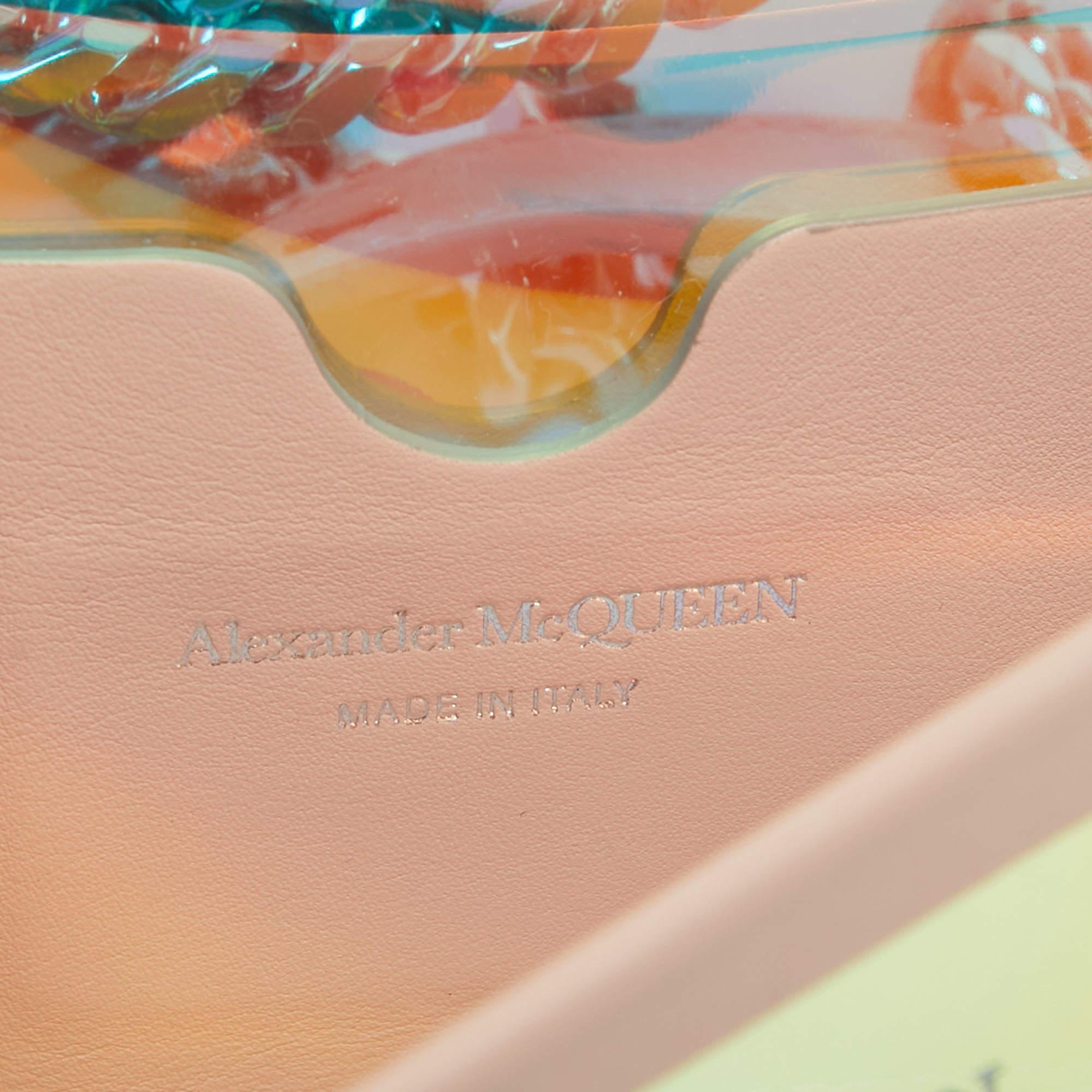 Alexander McQueen Holographic/Pink Pvc and Leather Knuckle Duster Shoulder Bag 2