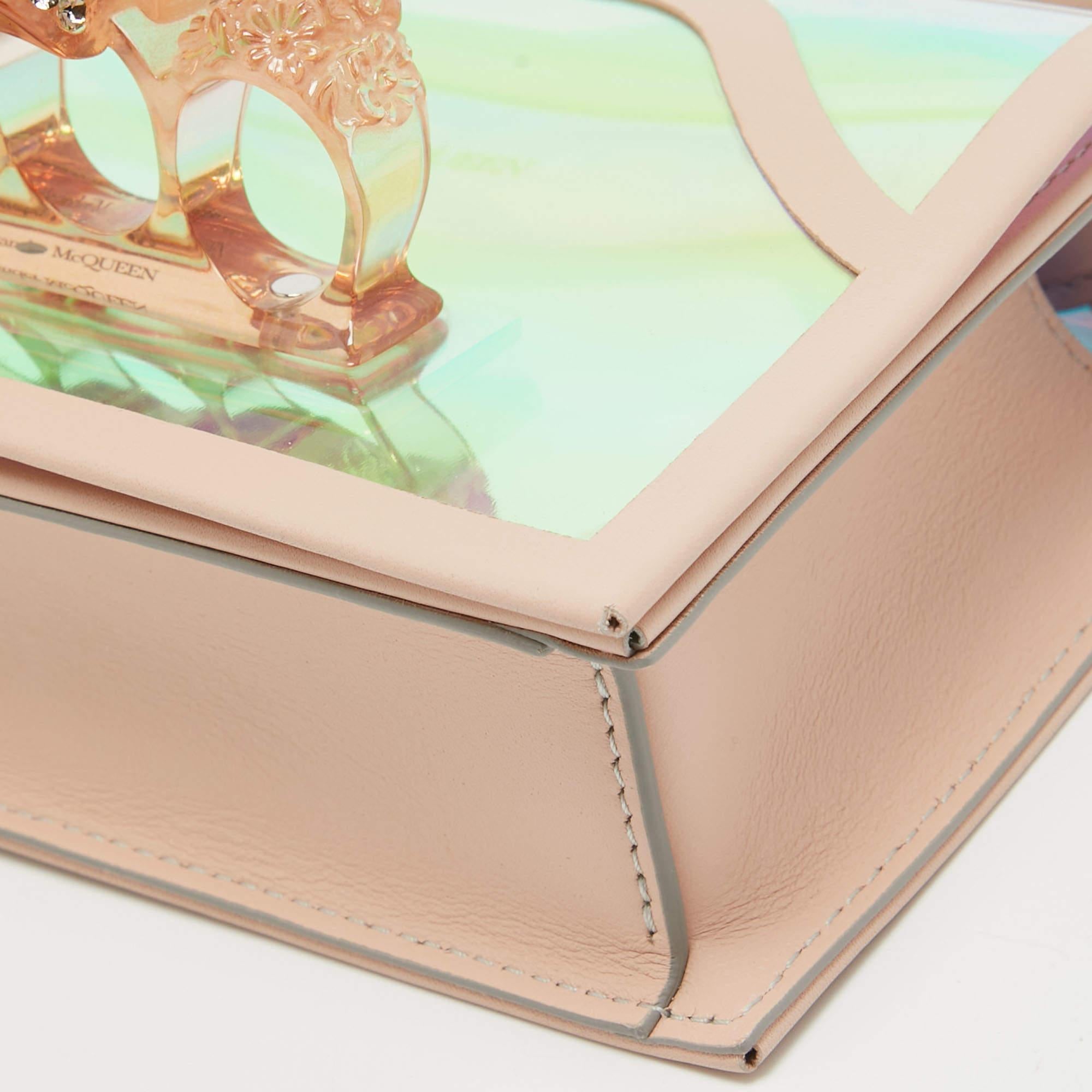 Alexander McQueen Holographic/Pink Pvc and Leather Knuckle Duster Shoulder Bag 3