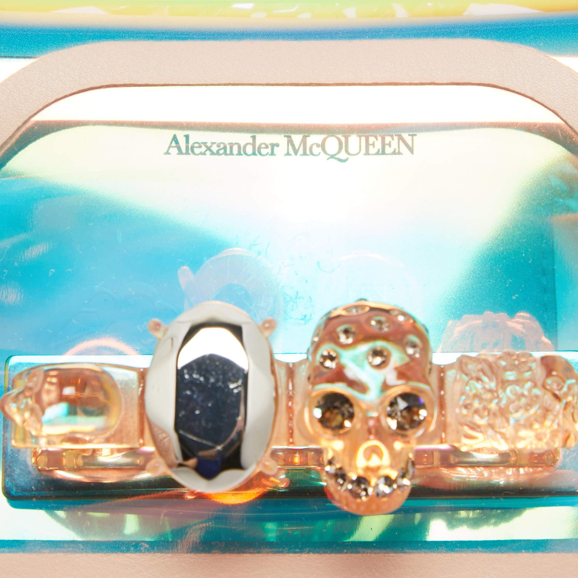 Alexander McQueen Holographic/Pink Pvc and Leather Knuckle Duster Shoulder Bag 5