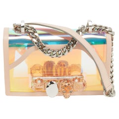 Alexander McQueen Holographic/Pink Pvc and Leather Knuckle Duster Shoulder Bag