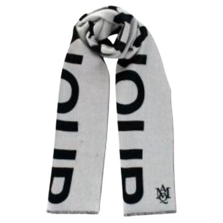 Alexander McQueen Honour Black and White Wool Scarf For Sale at 1stDibs