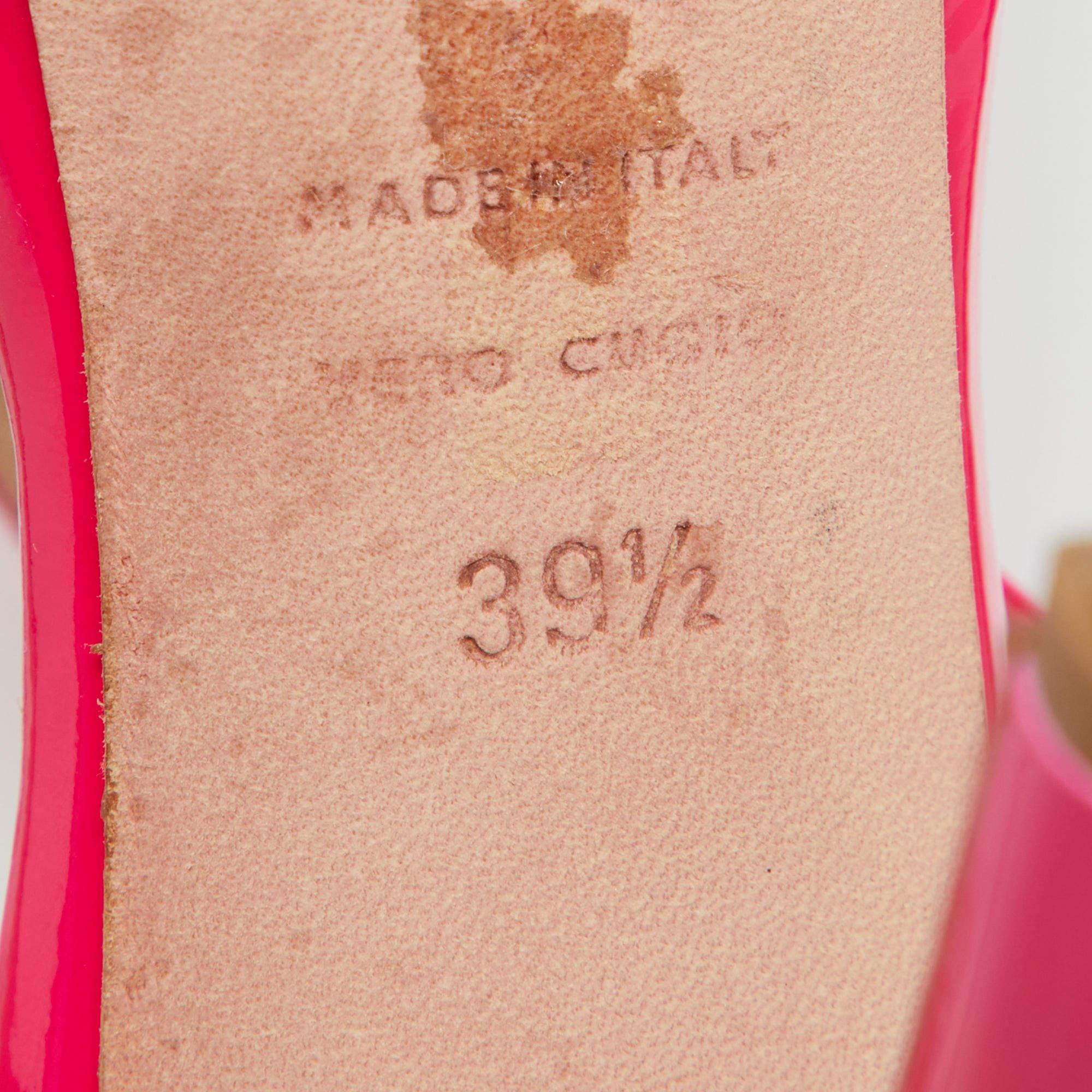 Alexander McQueen Hot Pink Patent Leather Ankle Strap Sandals 39.5 For Sale 4