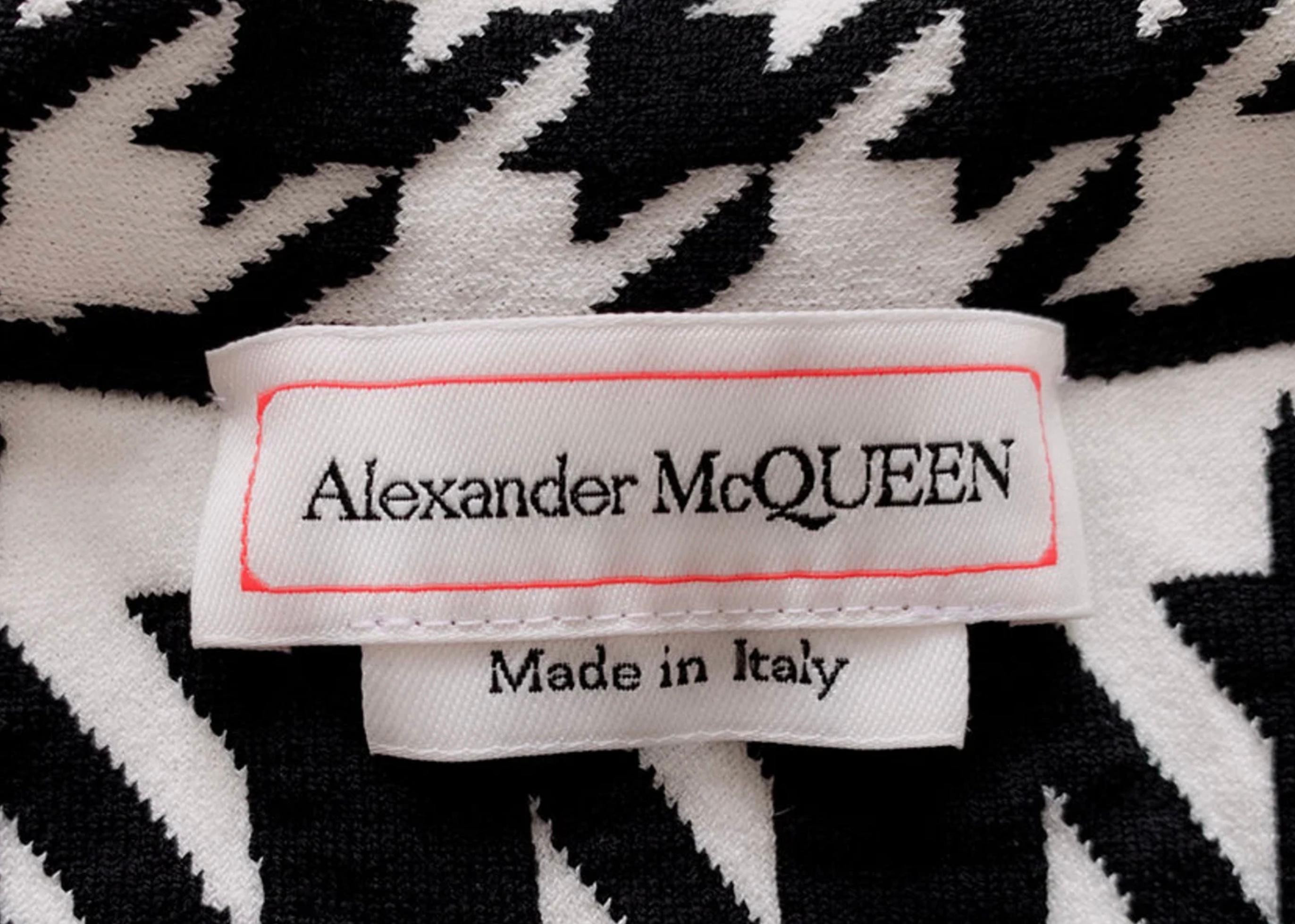 Alexander McQueen Hahnentritt-Schleifen-Pullover Wolle Hahnentritt-Pullover  Blusenoberteil Damen im Angebot