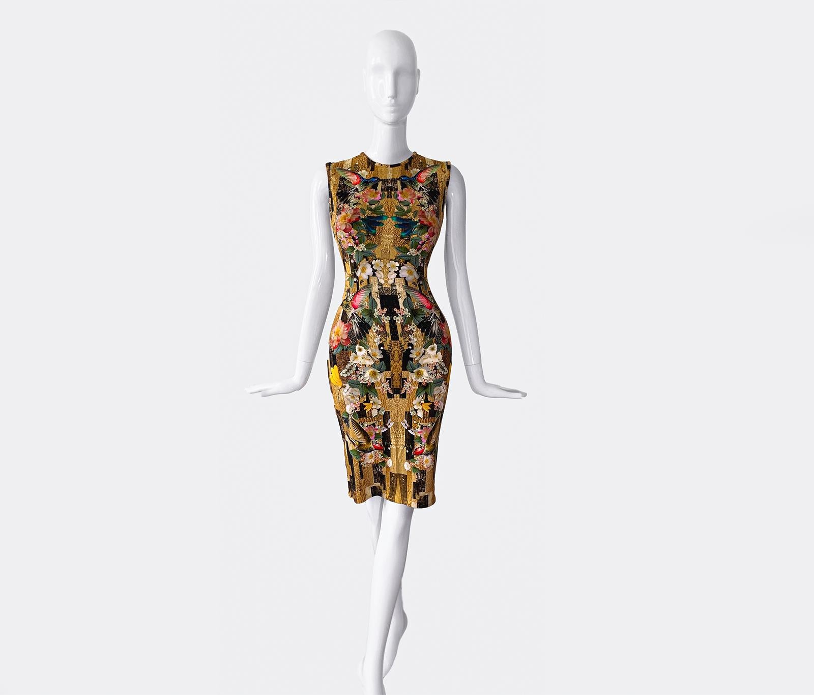 Alexander McQueen Hummingbird Kleid mit Blumenmuster und Libellenmuster  Damen im Angebot
