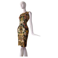 Alexander McQueen Hummingbird Dragonfly Floral Fitted Dress 