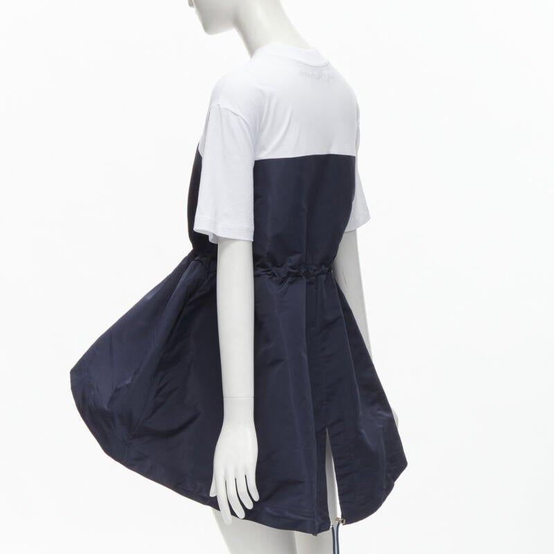 ALEXANDER MCQUEEN Hybrid navy drawstring high low white tshirt IT38 XS 1