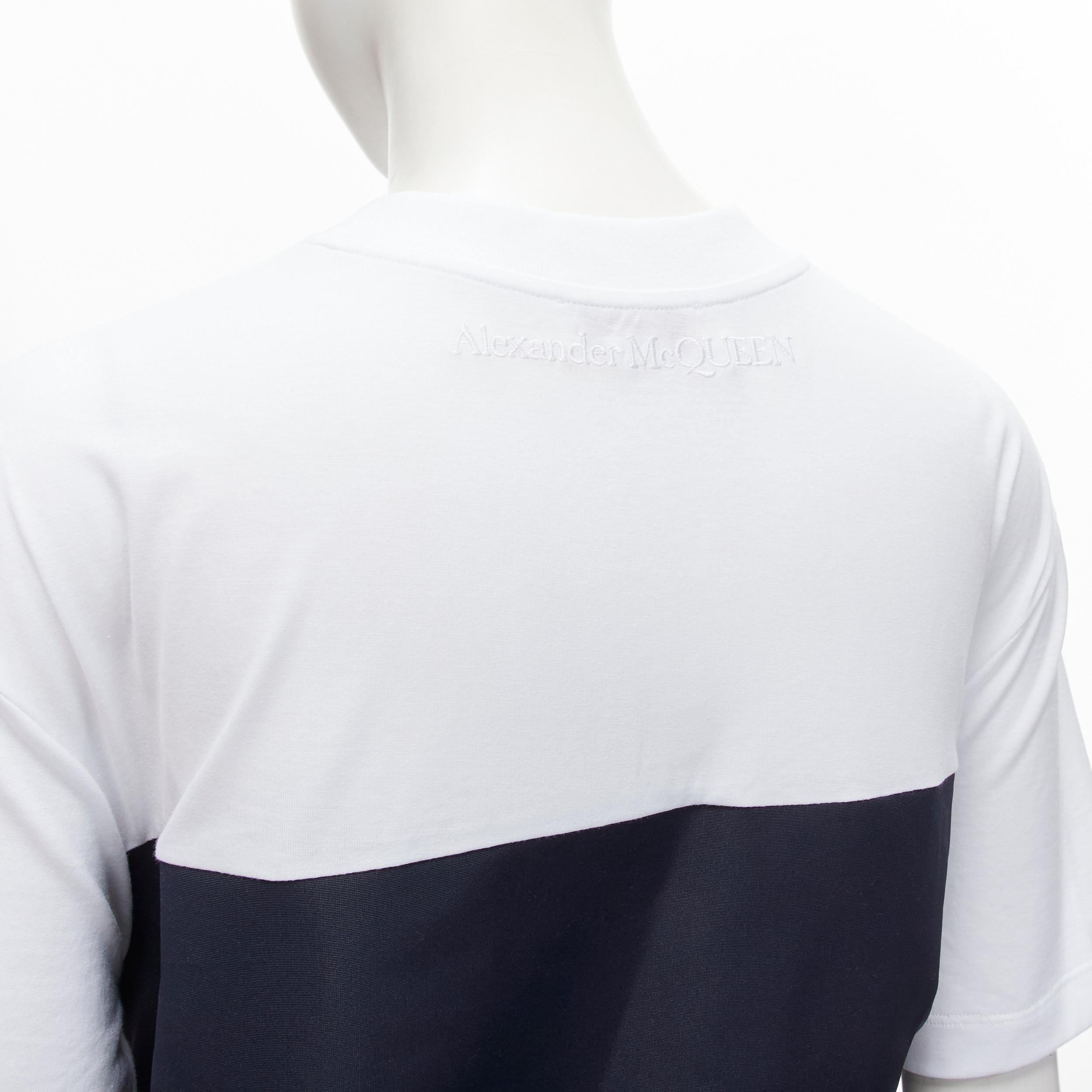 ALEXANDER MCQUEEN Hybrid navy drawstring high low white tshirt IT38 XS For Sale 4
