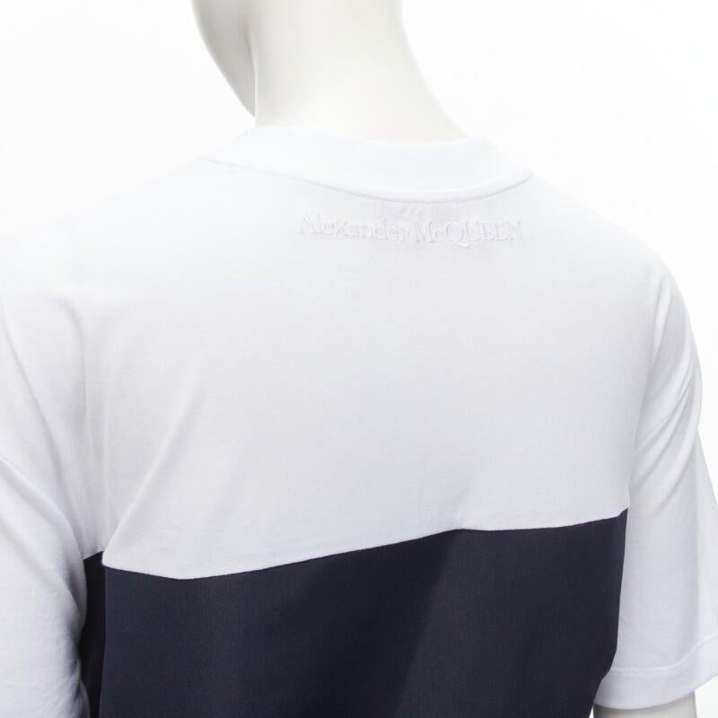 ALEXANDER MCQUEEN Hybrid navy drawstring high low white tshirt IT38 XS 3