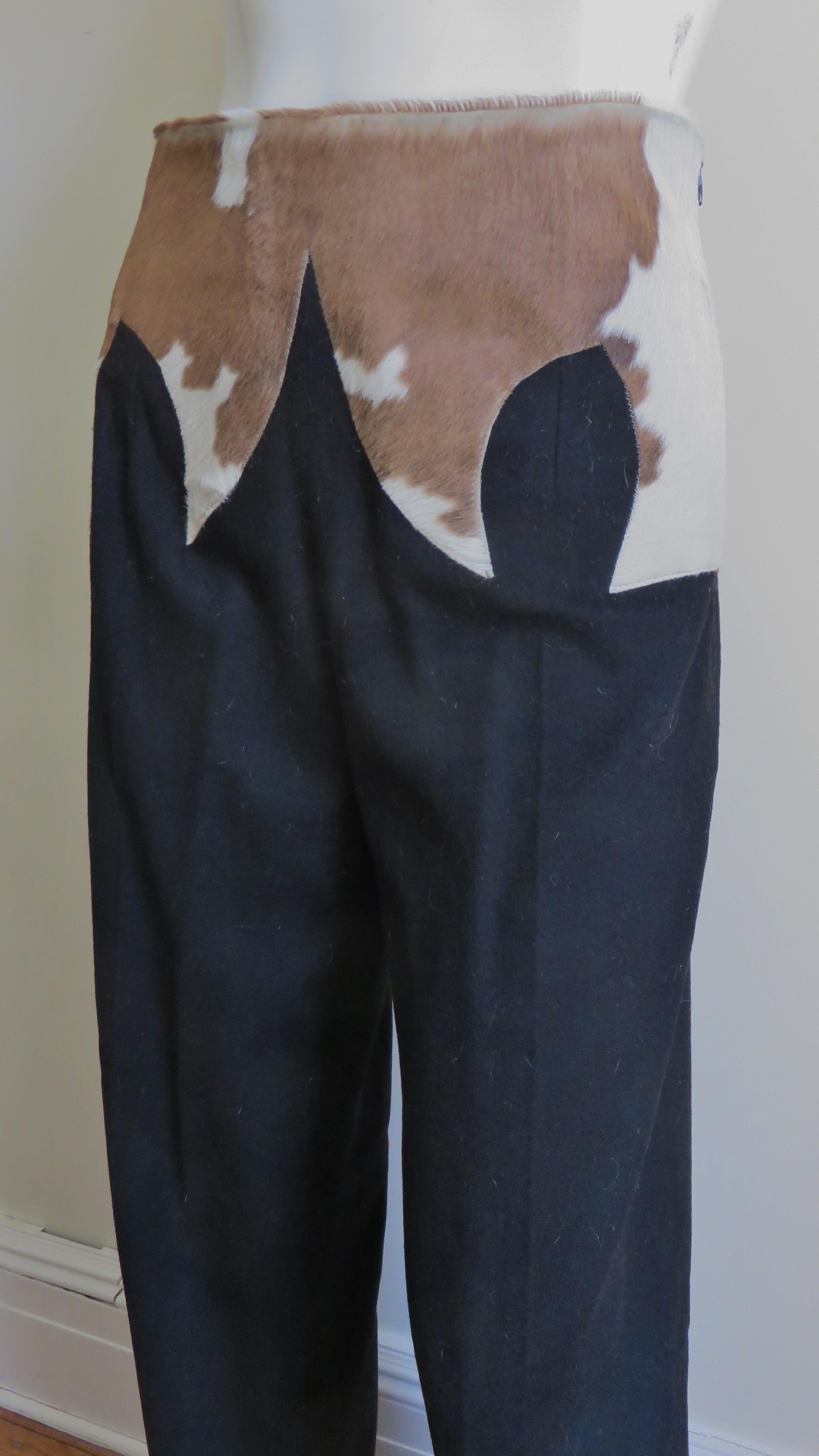 Noir Pantalon iconique Alexander McQueen en cuir de vache, A/H 1997 en vente