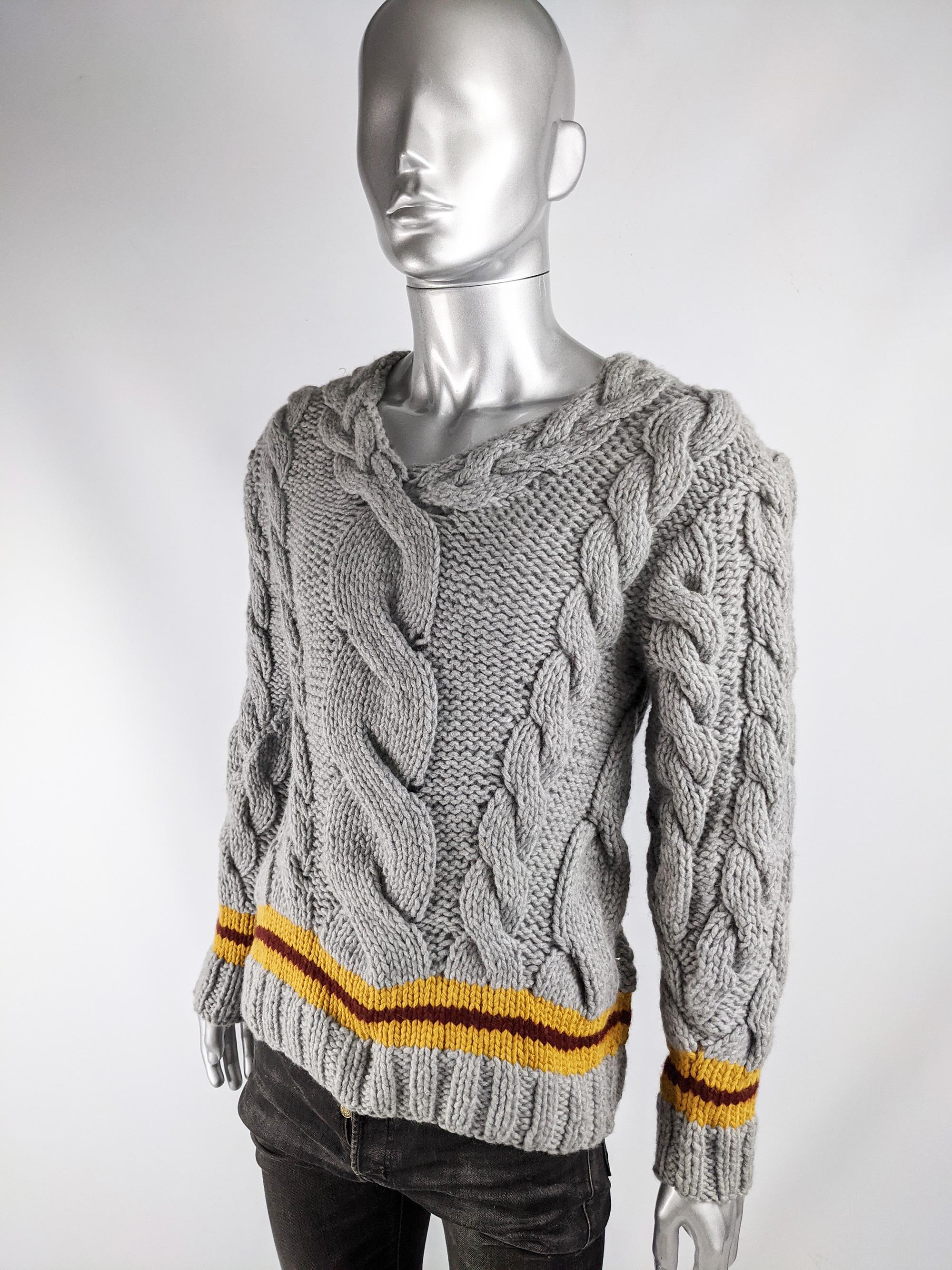 Ikonischer Herrenpullover aus Merinowolle von Alexander Mcqueen, H/W 2006 (Grau) im Angebot