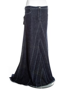Alexander McQueen indigo denim bias cut maxi skirt, fw 1996