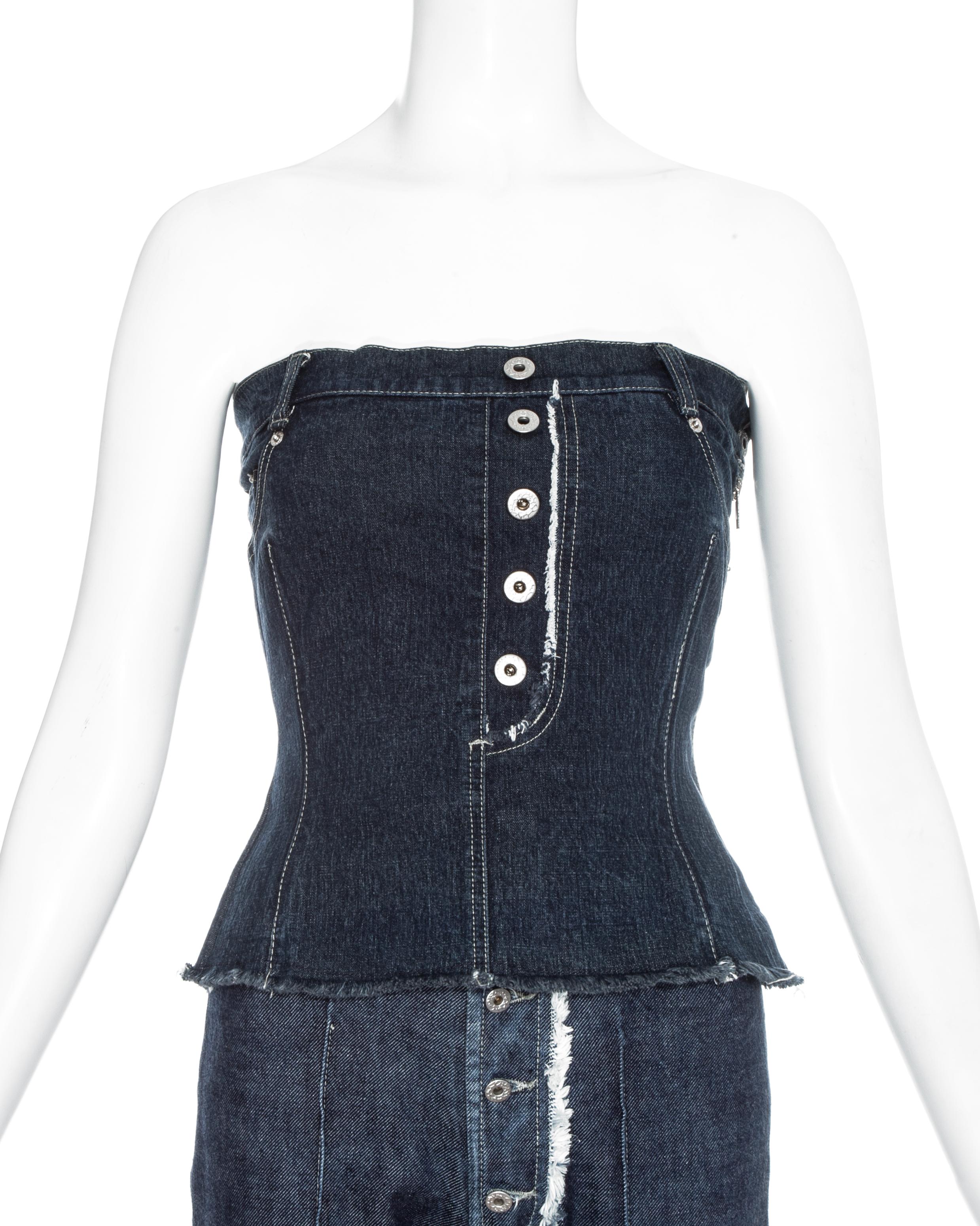 Alexander McQueen indigo denim corset and pants set, fw 1996 at 1stDibs ...