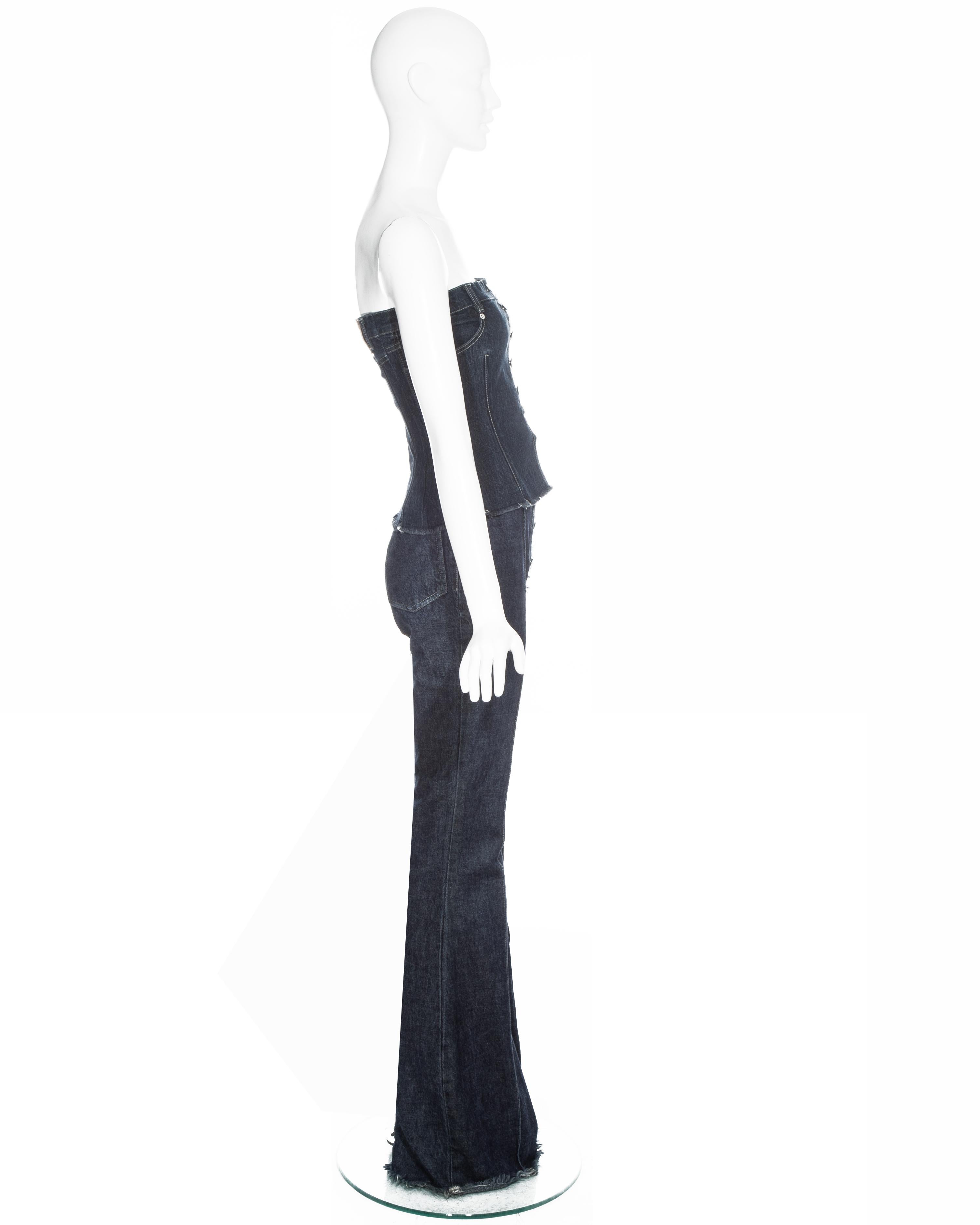 Alexander McQueen indigo denim corset and pants set, fw 1996 In Good Condition In London, GB