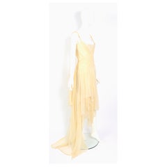 Alexander McQueen "Irere" collection SS 2003 shipwreck silk chiffon cream dress