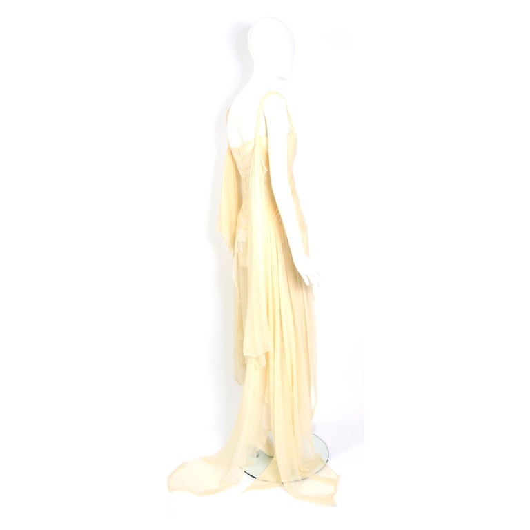 Stunning Spring 2003 Alexander McQueen 'Irere' Collection Silk Chiffon Runway Dress