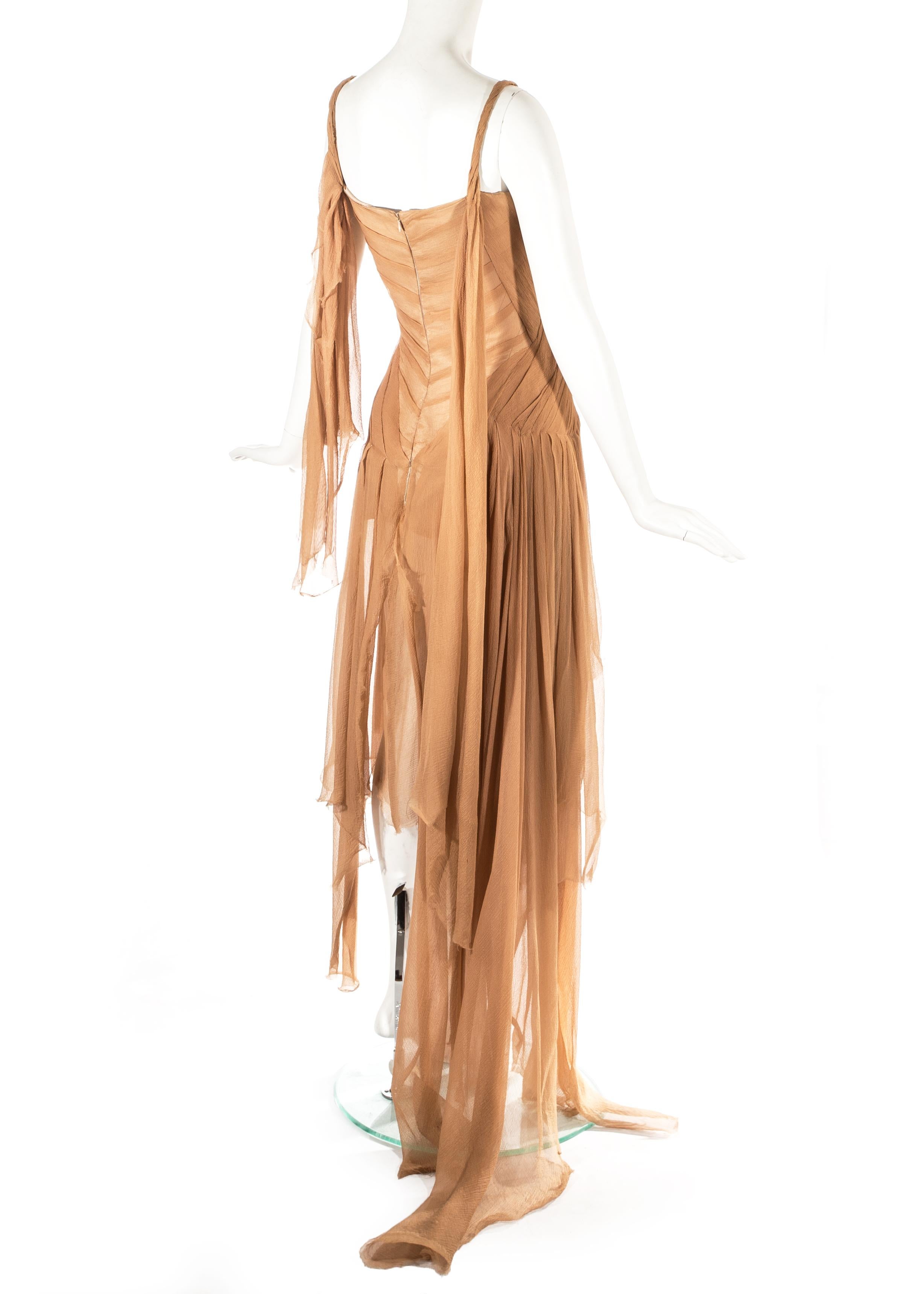 Alexander McQueen 'Irere' silk chiffon corseted evening dress, S/S 2003 In Good Condition In London, GB