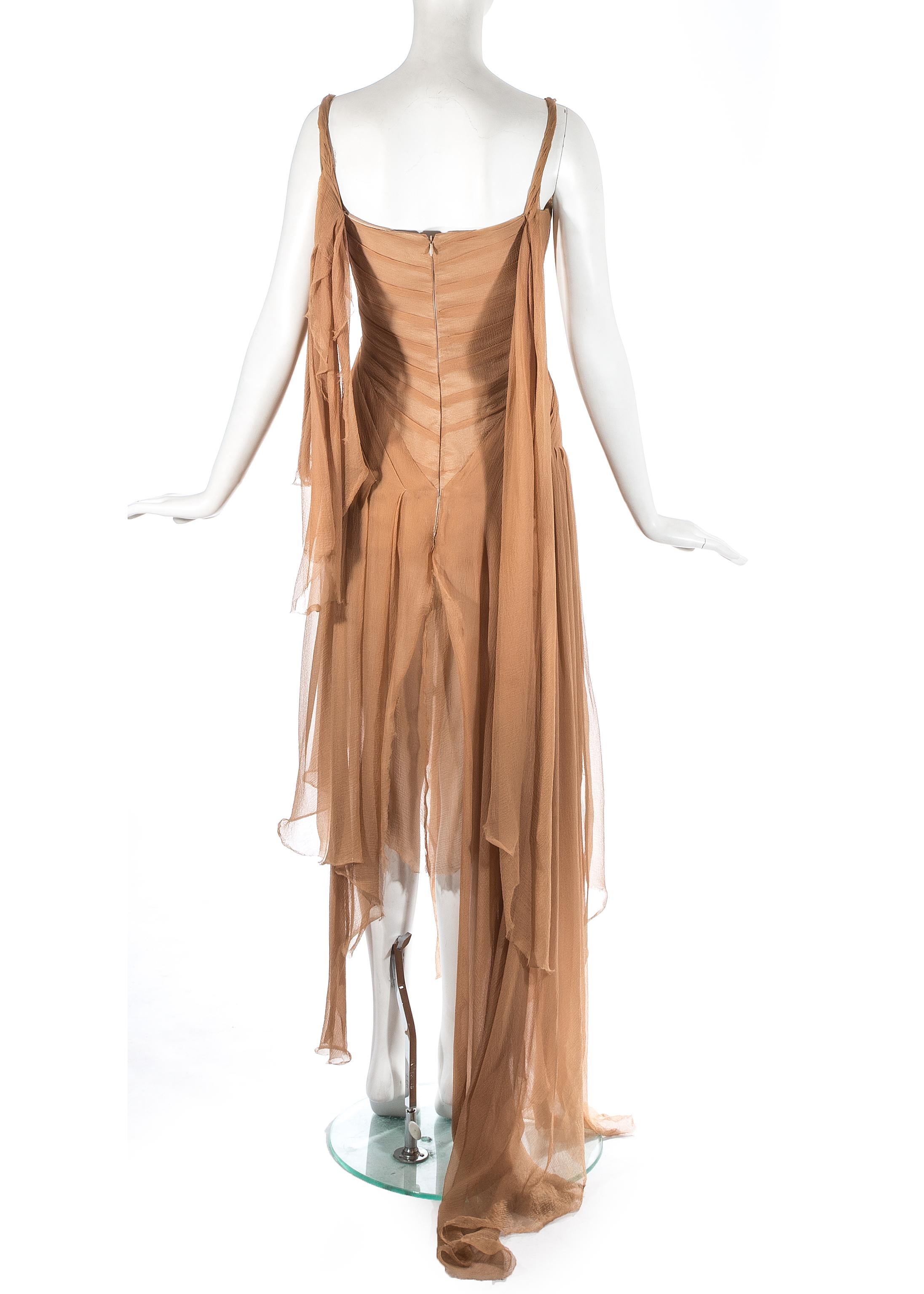 Women's Alexander McQueen 'Irere' silk chiffon corseted evening dress, S/S 2003