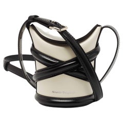 Alexander McQueen Ivory/Black Leather Mini The Curve Crossbody Bag