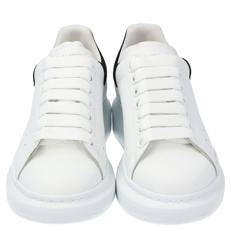 Alexander McQueen Ivory/Black Leather Oversized Sneakers Size EU 36.5