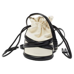 Alexander McQueen Ivory/Black Leather The Soft Curve Bucket Bag