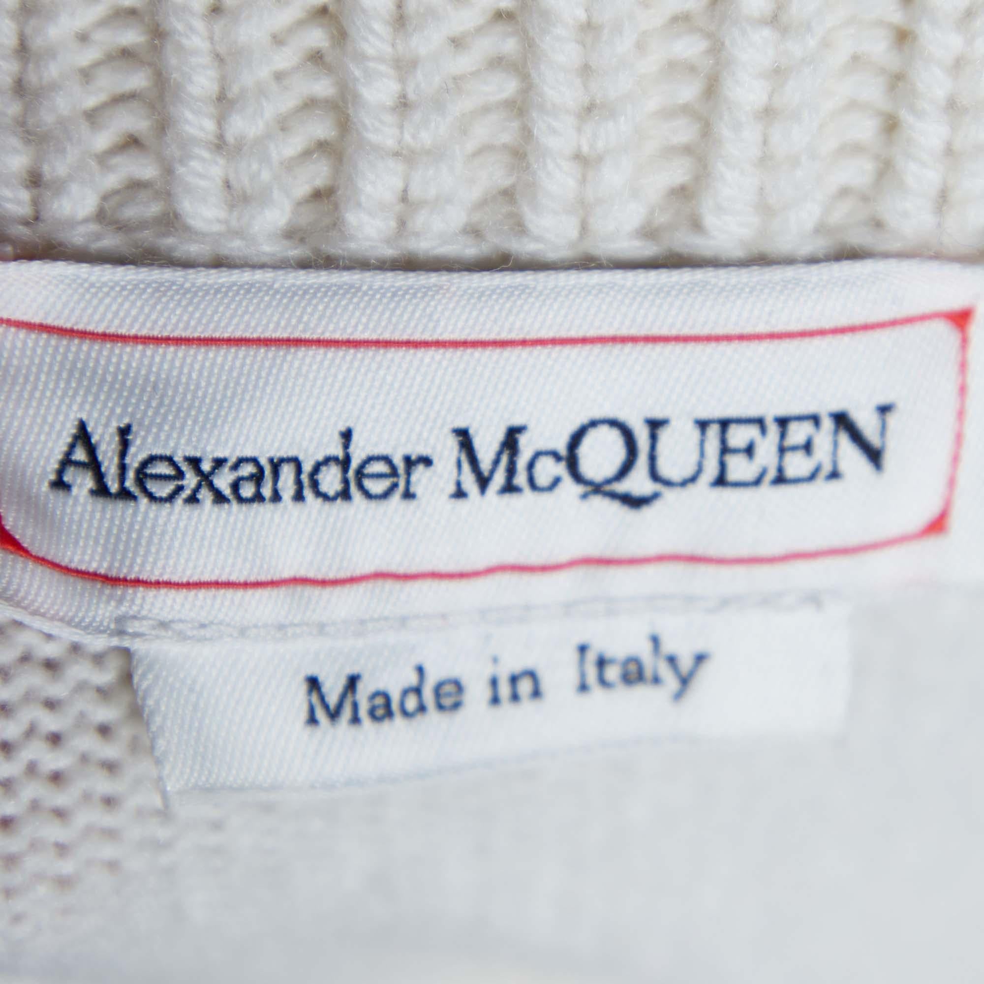 Women's Alexander McQueen Ivory Cashmere Knit Peplum Scoop Jumper XS
