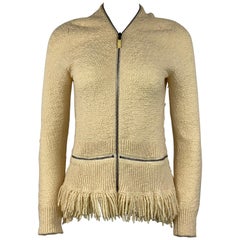 Alexander McQueen - Top cardigan in maglia avorio/crema, taglia grande