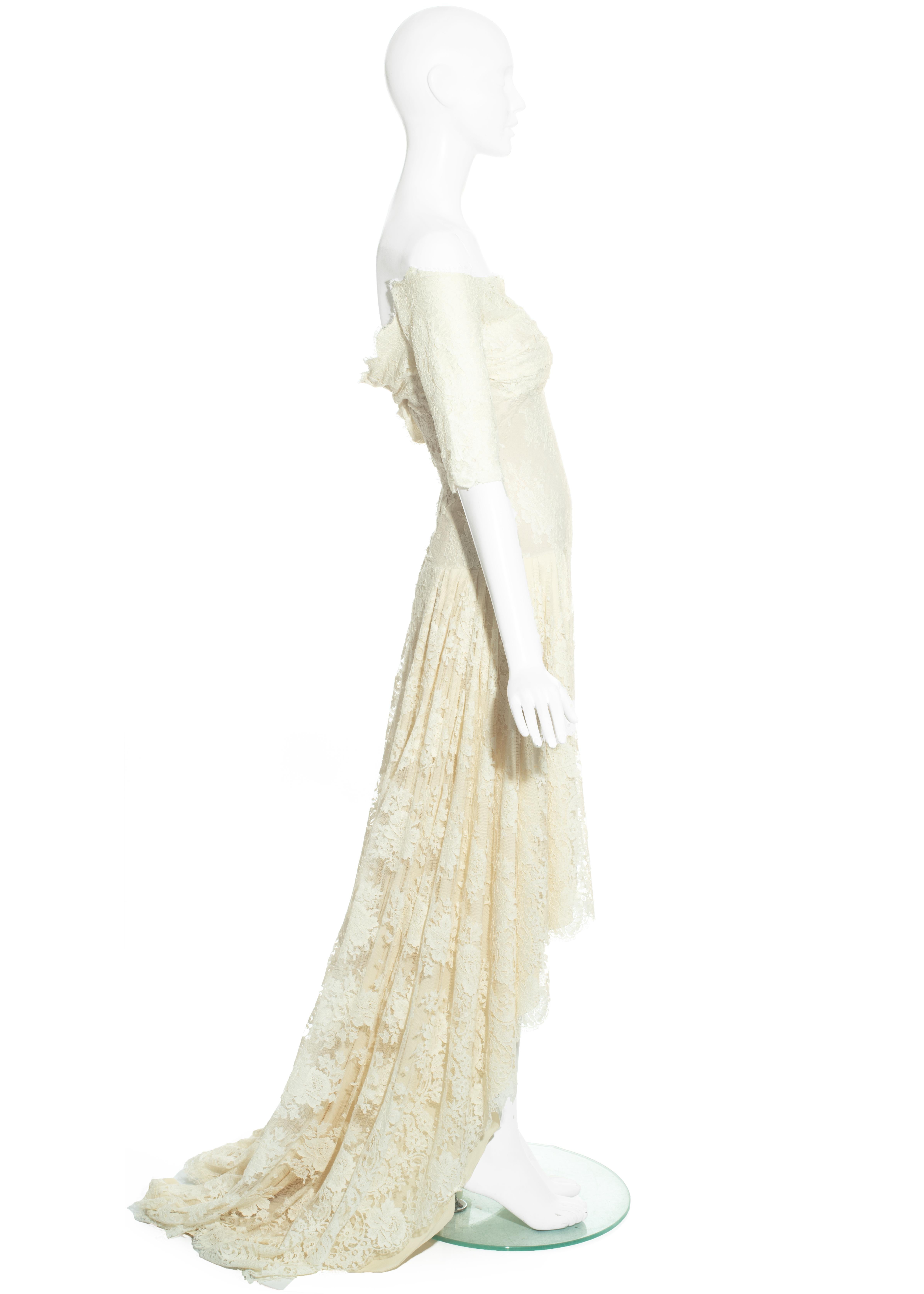 Alexander McQueen ivory lace corseted trained evening dress, 'Sarabande' ss 2007 1