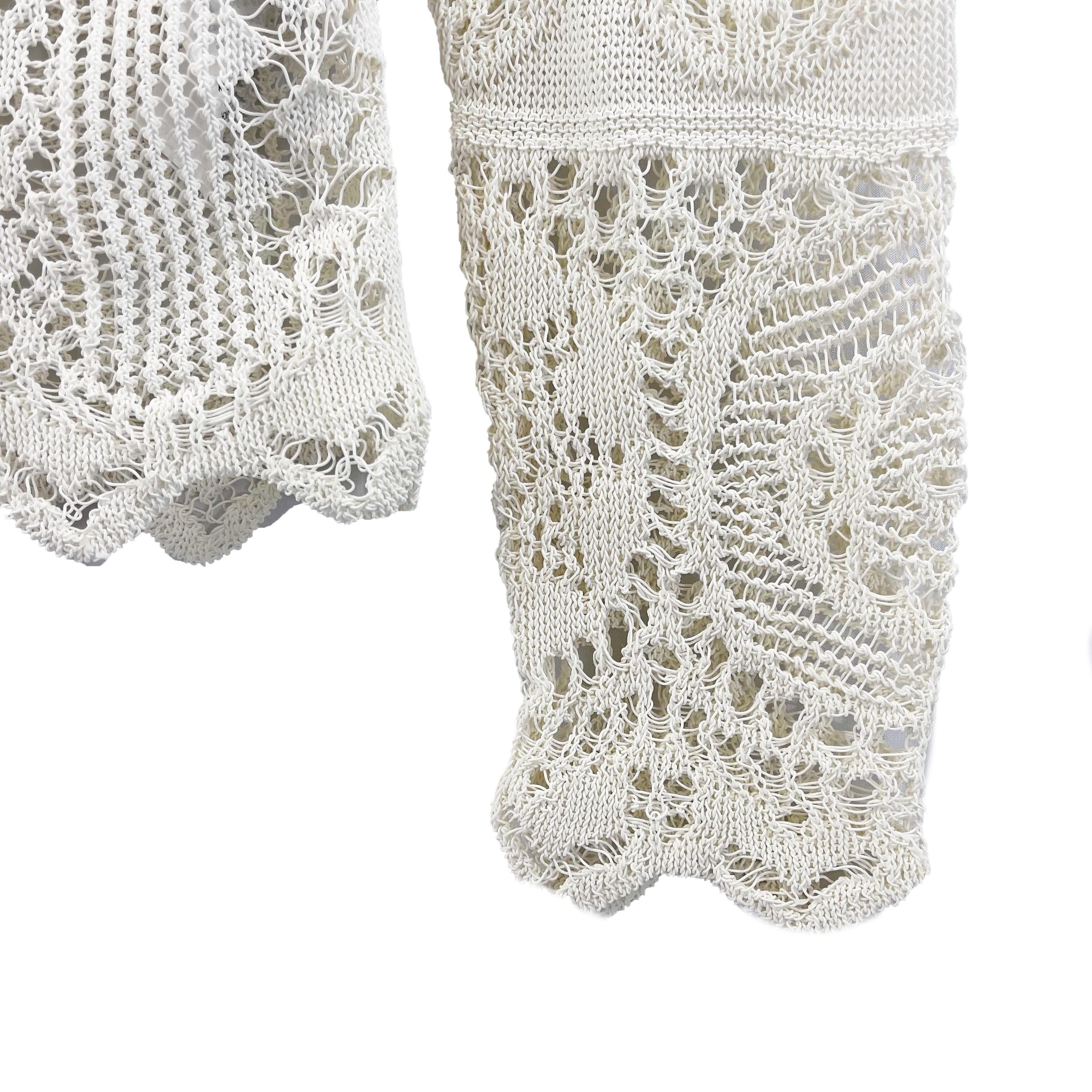 Alexander McQueen Ivory Lace Knit Pointelle Cardigan Sweater Size XS 5