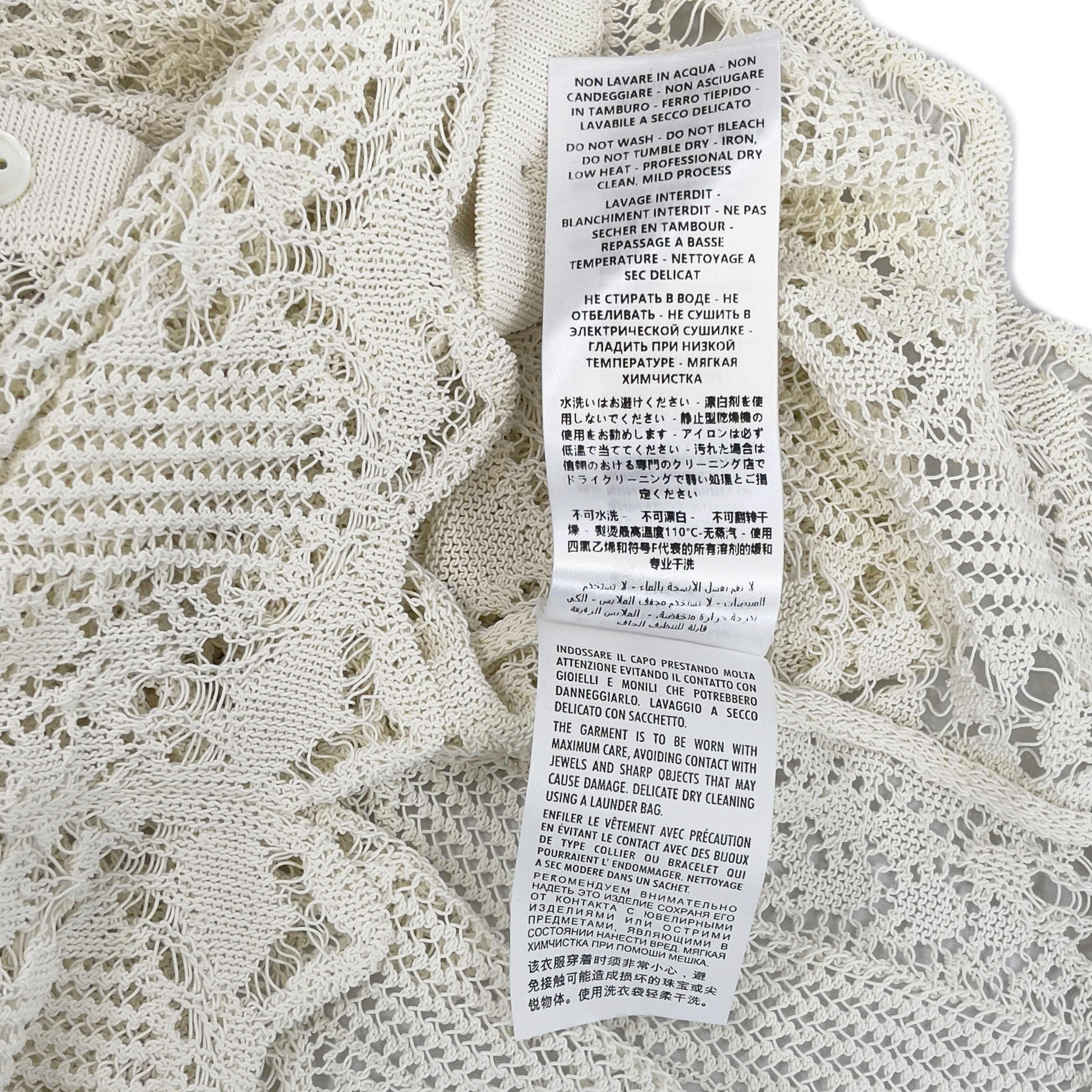 Alexander McQueen Ivory Lace Knit Pointelle Cardigan Sweater Size XS In Excellent Condition In Sanford, FL