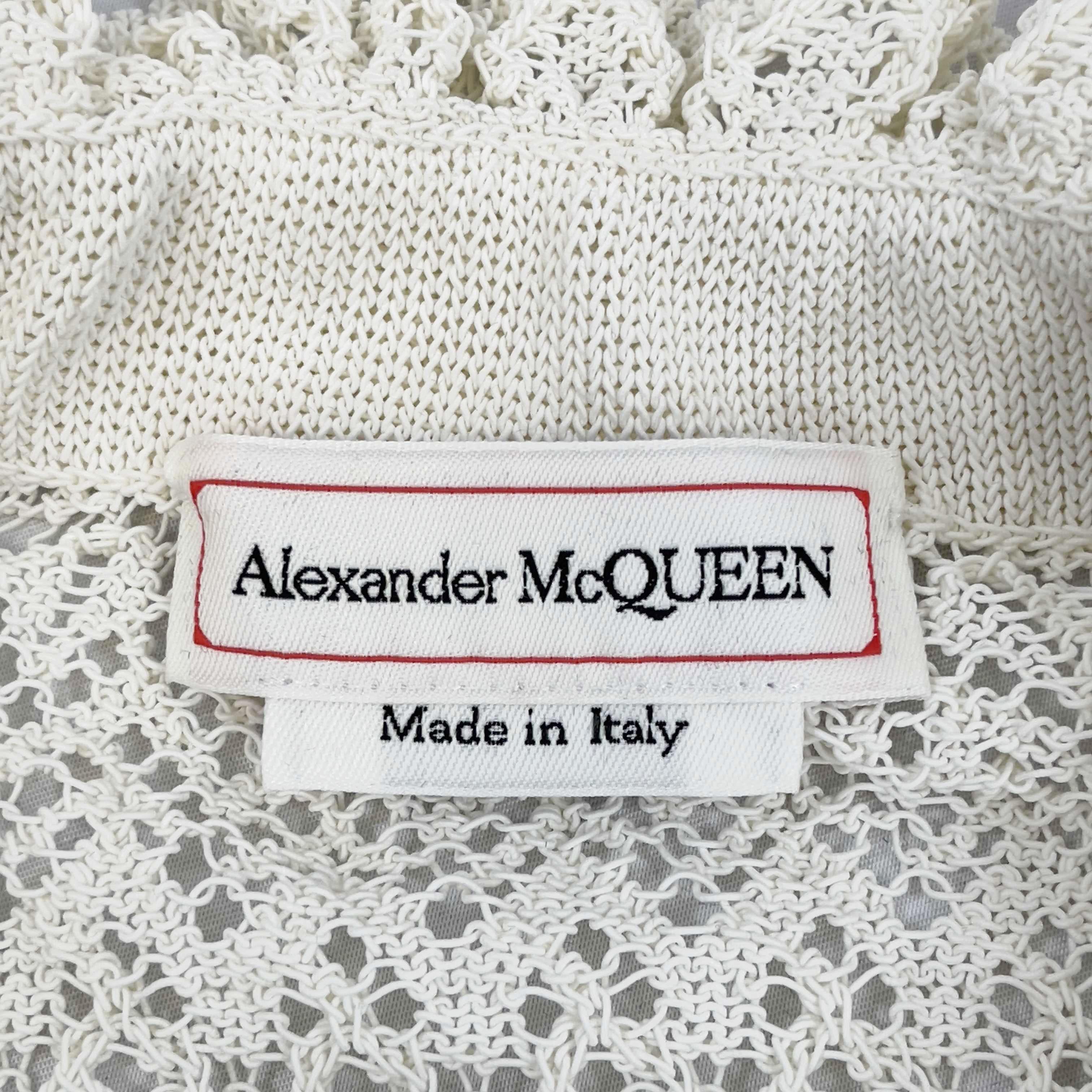 Alexander McQueen Ivory Lace Knit Pointelle Cardigan Sweater Size XS 1