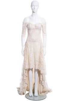 Alexander McQueen ivory lace trained off-shoulder wedding dress, ss 2007